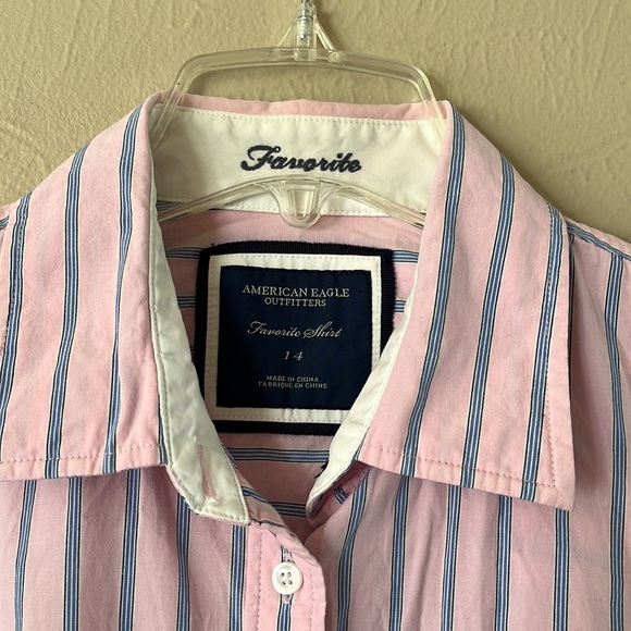 American Eagle Outfitters favorite shirt size 14 button-down collar eagle button - Picture 3 of 13